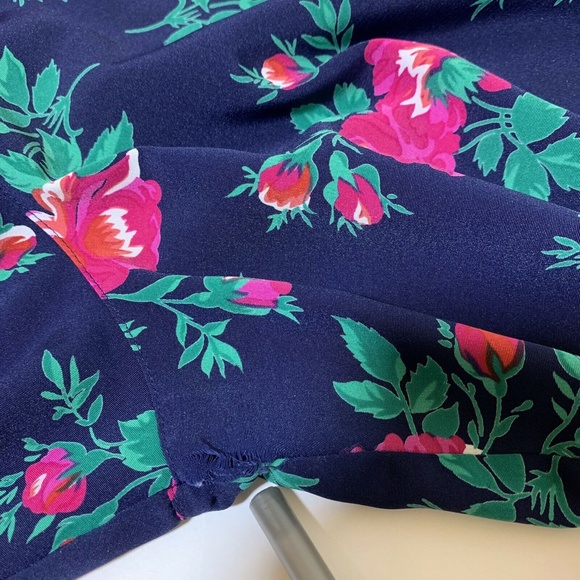 Vintage 80s Alfred Dunner Shoulder Pads Hawaiian Floral Top Shirt Size Medium - Picture 4 of 7